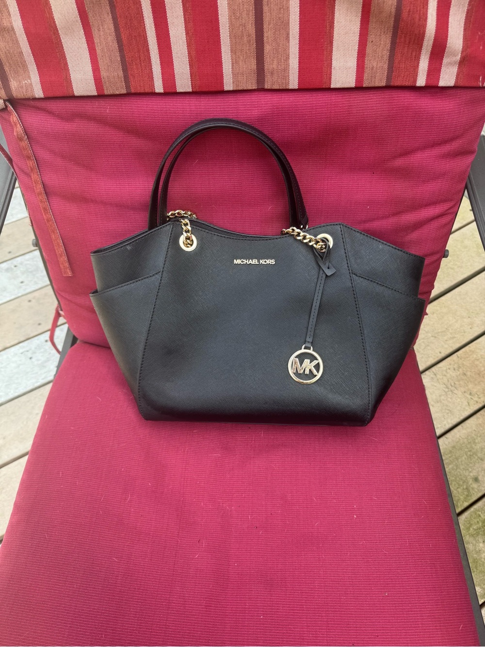 Michael Kors Black Saffiano Tote with Gold Hardware